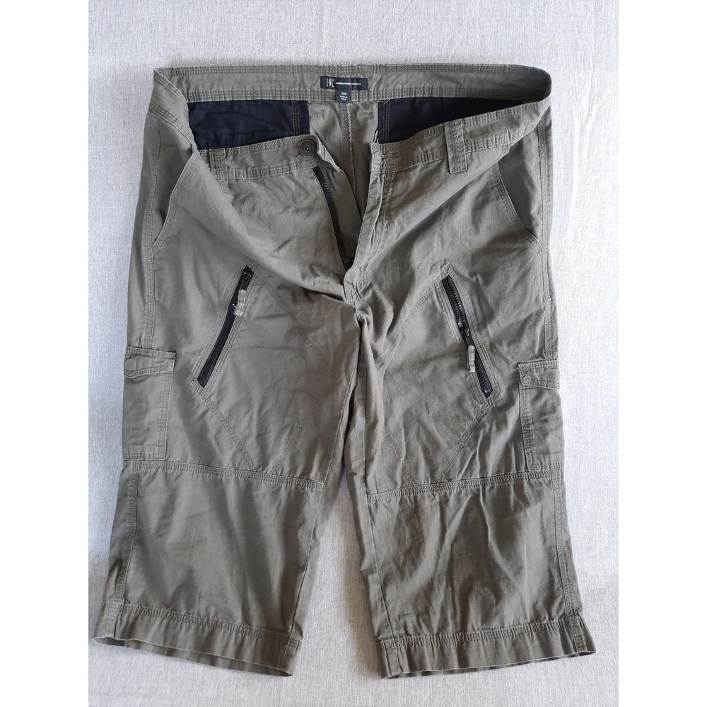 INC International Concept Women 36W Cotton Military Green‎ Pockets Capri Pants